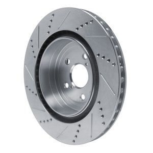 Lexus GS F Brake Rotor (1) - Right Rear - R1 Concepts - Drilled & Slotted - Silver - `15-`22